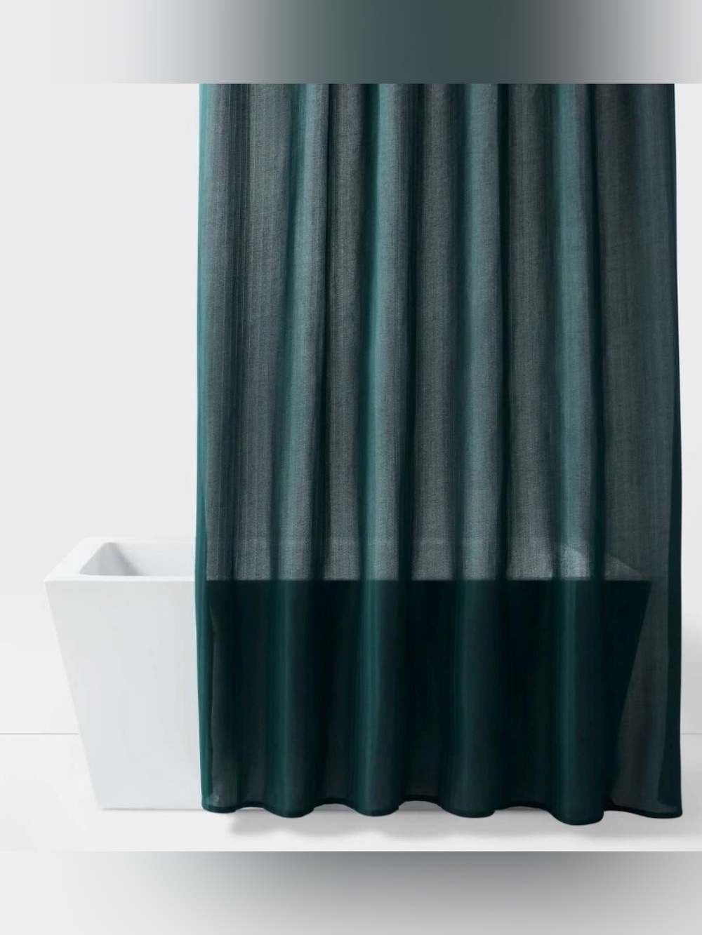 Dark Green Sheer Shower Curtain Panel - Home Bath